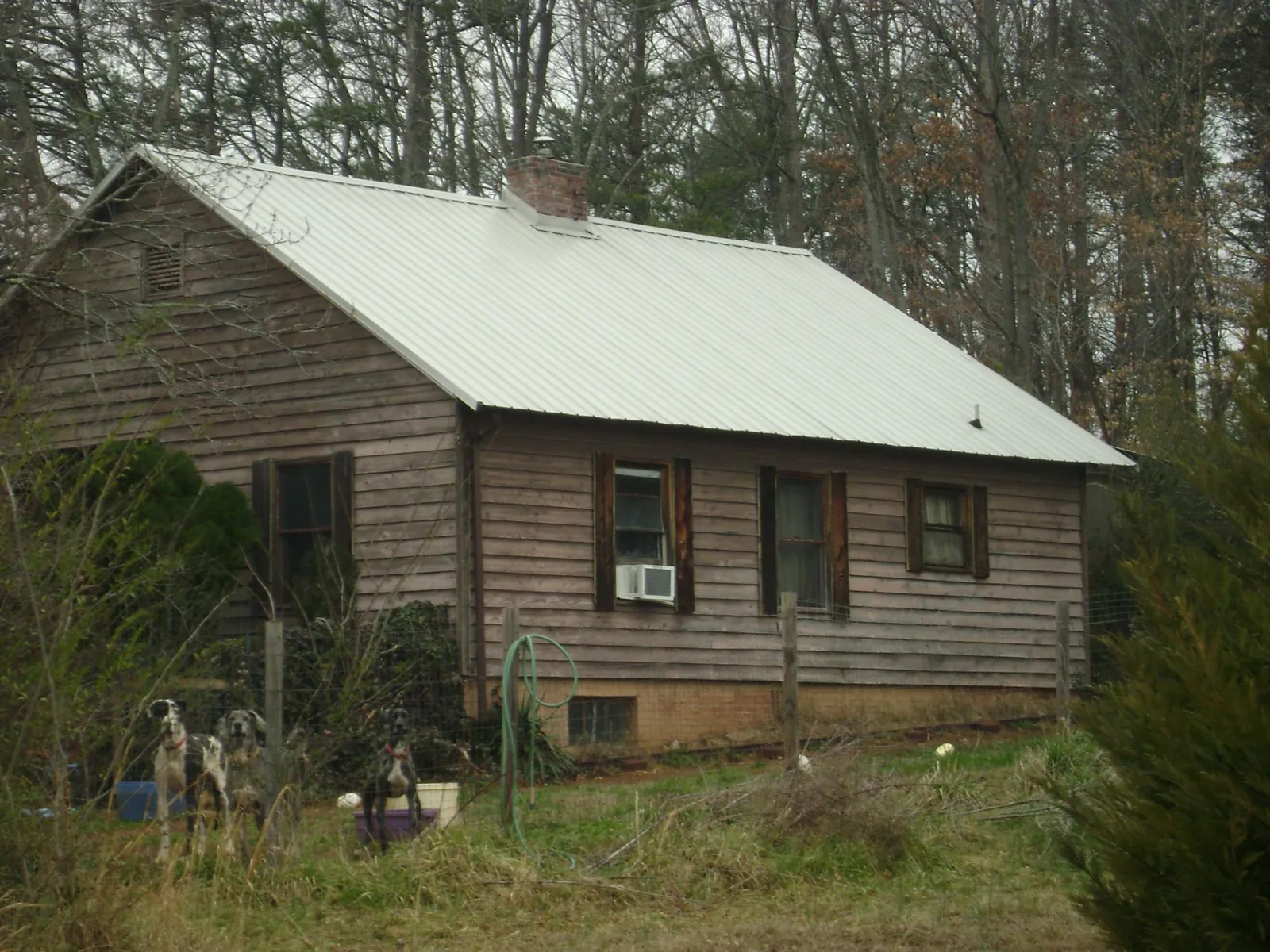 White metal roof on an old wood sided farmhouse, from a Asphalt Shingle Roof Repair job in Saint Peters